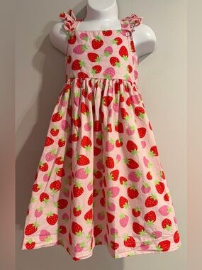 COTTON KIDS Boutique Girls Strawberry Ruffle Strappy Dress size 4